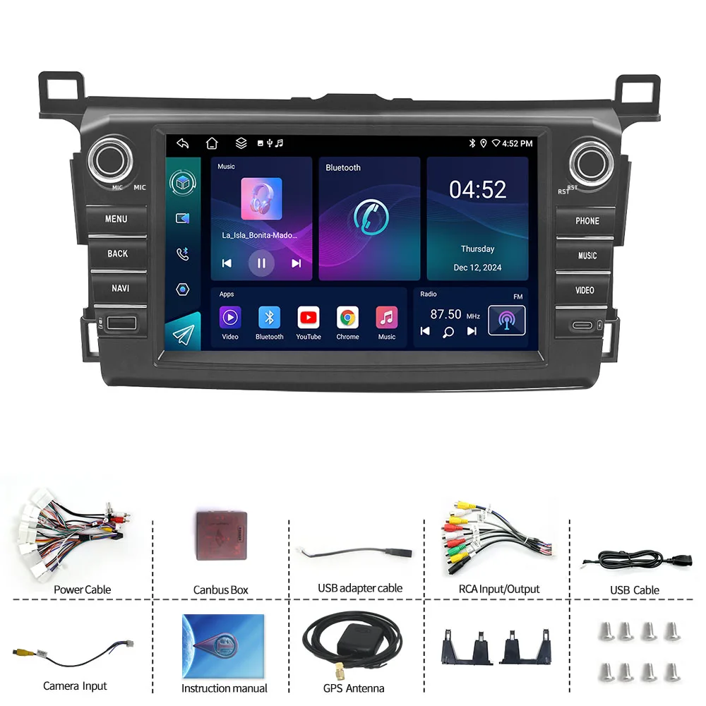 Фото 8-дюймовая автомобильная магнитола Android Type-C для Toyota RAV4 2013-2018 с беспроводным CarPlay, Android Auto, GPS-навигацией, Bluetooth и управлением с руля №5