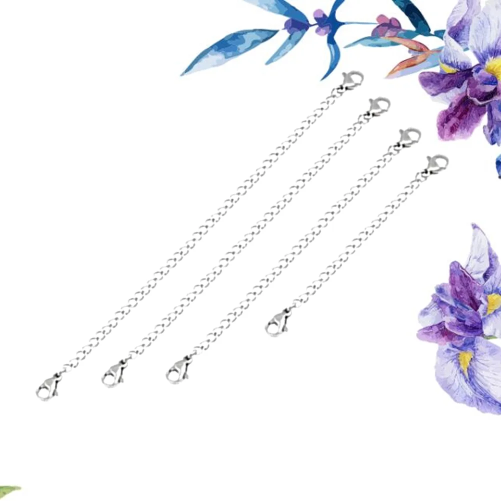 

4 PCS Snake Chain Sterling Silver Necklaces Bracelet Extender Lobster Clasp Both Ends