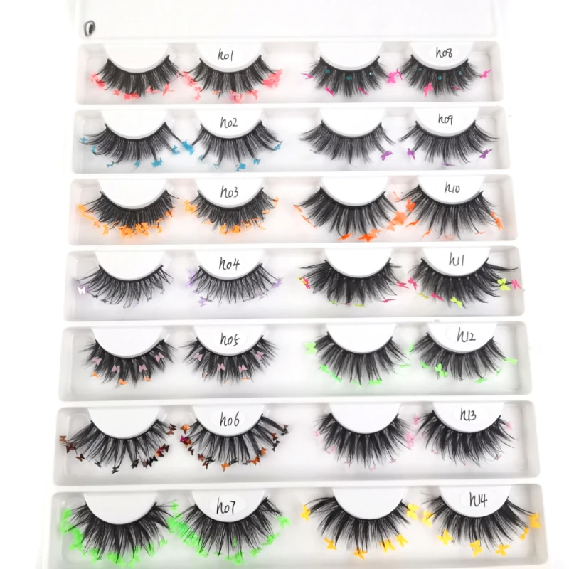

Color Eye Tail 3d False Eyelashes Natural Stage Makeup Faux Butterfly Fake Eye Lash Thick Exaggerated Lashes