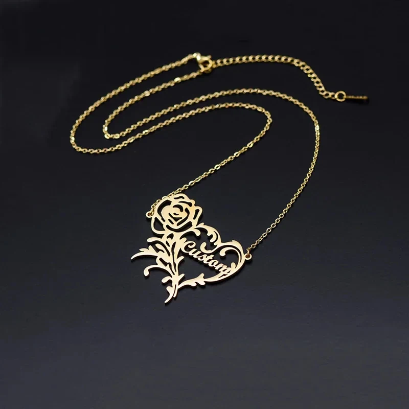 Ожерелье с подвеской в виде розового сердца из нержавеющей стали