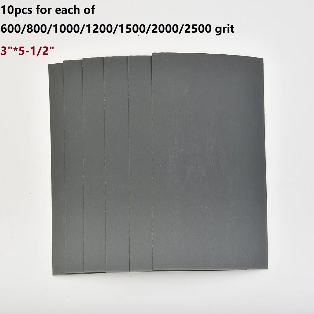 

70Pcs Sandpaper Wet/Dry Sanding Paper COMBO 600/800/1000/1200/1500/2000/2500 Grit Sand Pad Wood Metal Abrasive Tools