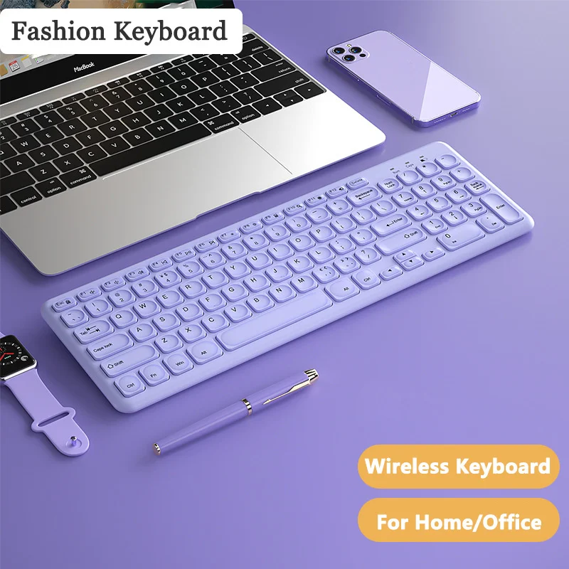 

New 2.4G Wireless Keyboard Slient Button PC Gamer Mini Keyboards Ergonomic Gaming Purple Keyboard Keypad For Laptop Computer Pro