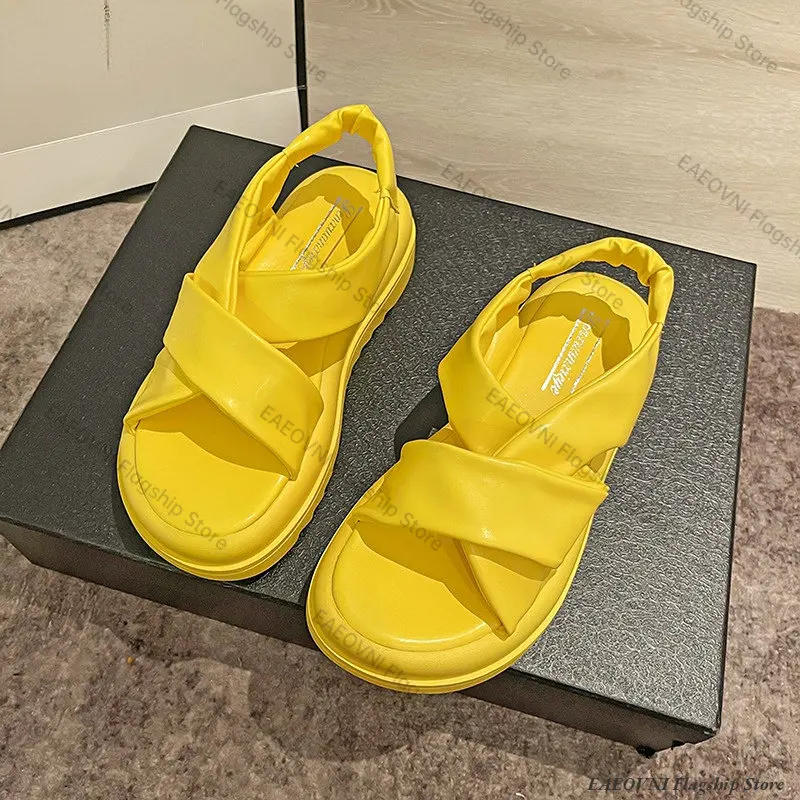 2023 New Sandals Women Platform Sandals Summer Women Fashion PU Lightweight Buckle Sandals Platform Heel Sandals Sandalias Mujer