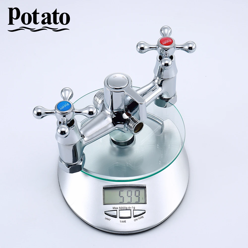 potato bathroom shower faucet economic zinc trough bathtub sprayer double control bath mixer with shower head p2465 free global shipping