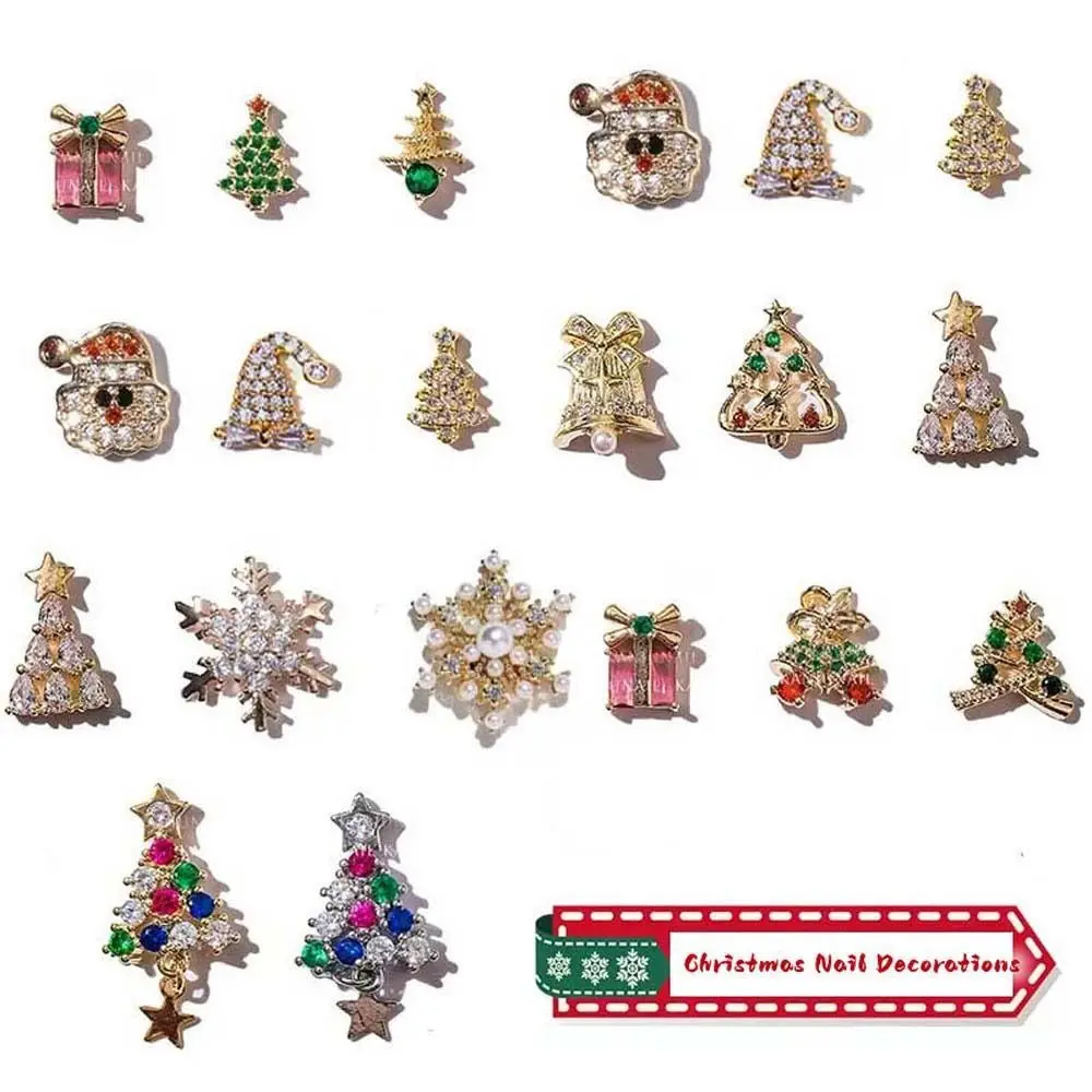 

Nail Rhinestones Decoration Manicure Accessories 3D Zircon Santa Claus Snowflake Bells Christmas Tree Elk Nail Drills 1PC