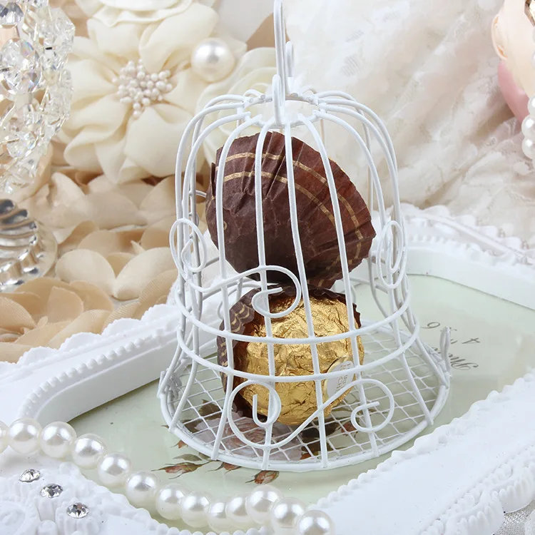 

European Style White Bird Cage Bells Wedding Party Gift Box Chocolate Flower Decor Home Decor Party Favors Gifts Candy Boxes