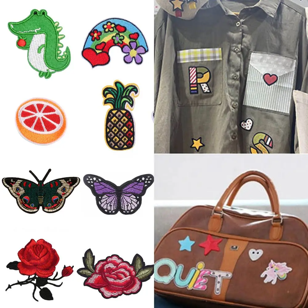 

decoration Butterfly Flowers Thermoadhesive Sticker Embroidery Patches Appliques Clothes Stickers Clothing Badges