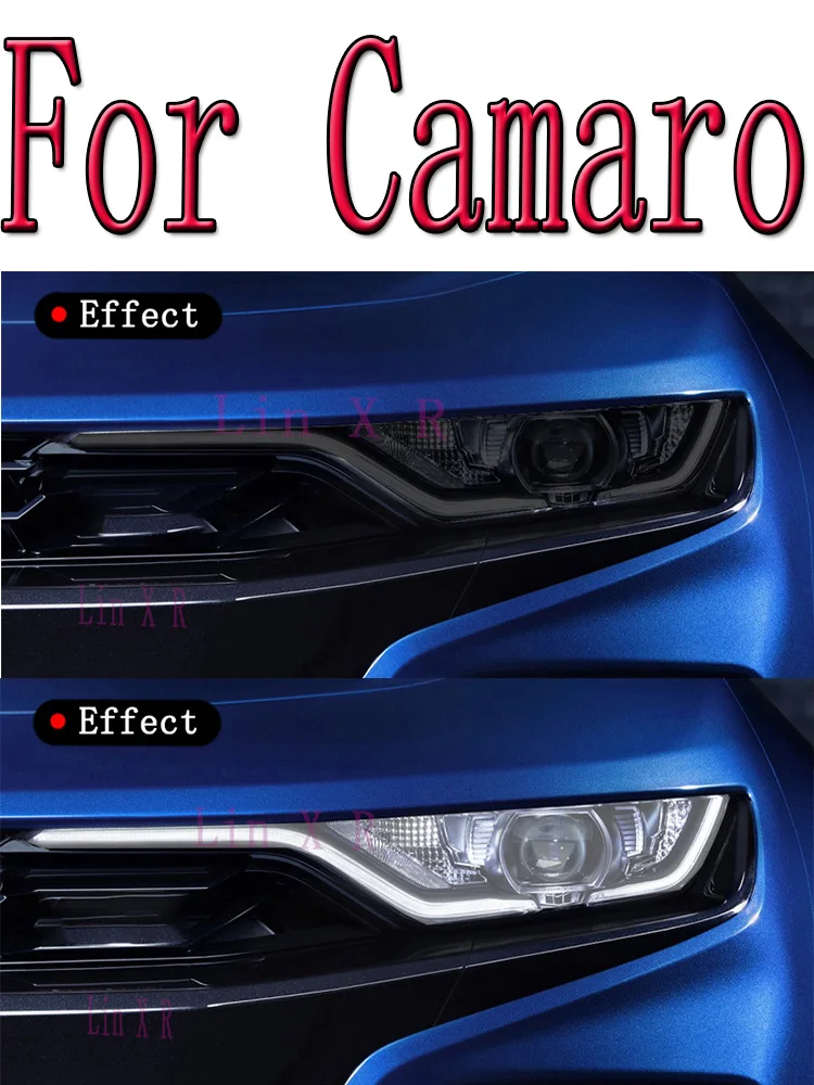 

2 Pcs Car Headlight Protective Film Protection Transparent Black TPU Sticker For Chevrolet Camaro 2016-2019 SS Accessories