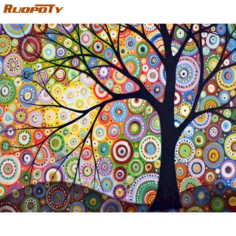 

RUOPOTY Diamond Painting Tree Scenery Picture Of Rhinestones 5D Full Square Drill Mosaic Abstract New Arrivals Hobby Home Decor