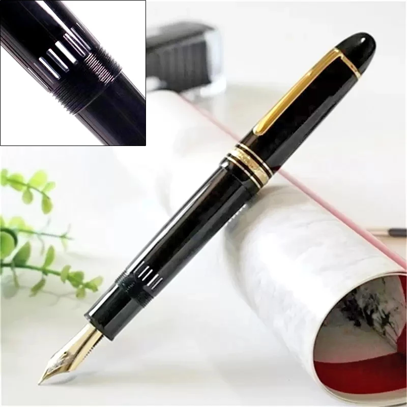 MB Luxury Msk-149 Piston Filling Fountain Pen Black Resin And Classic 4810 Gold-Plating Nib With Serial Number & View Window