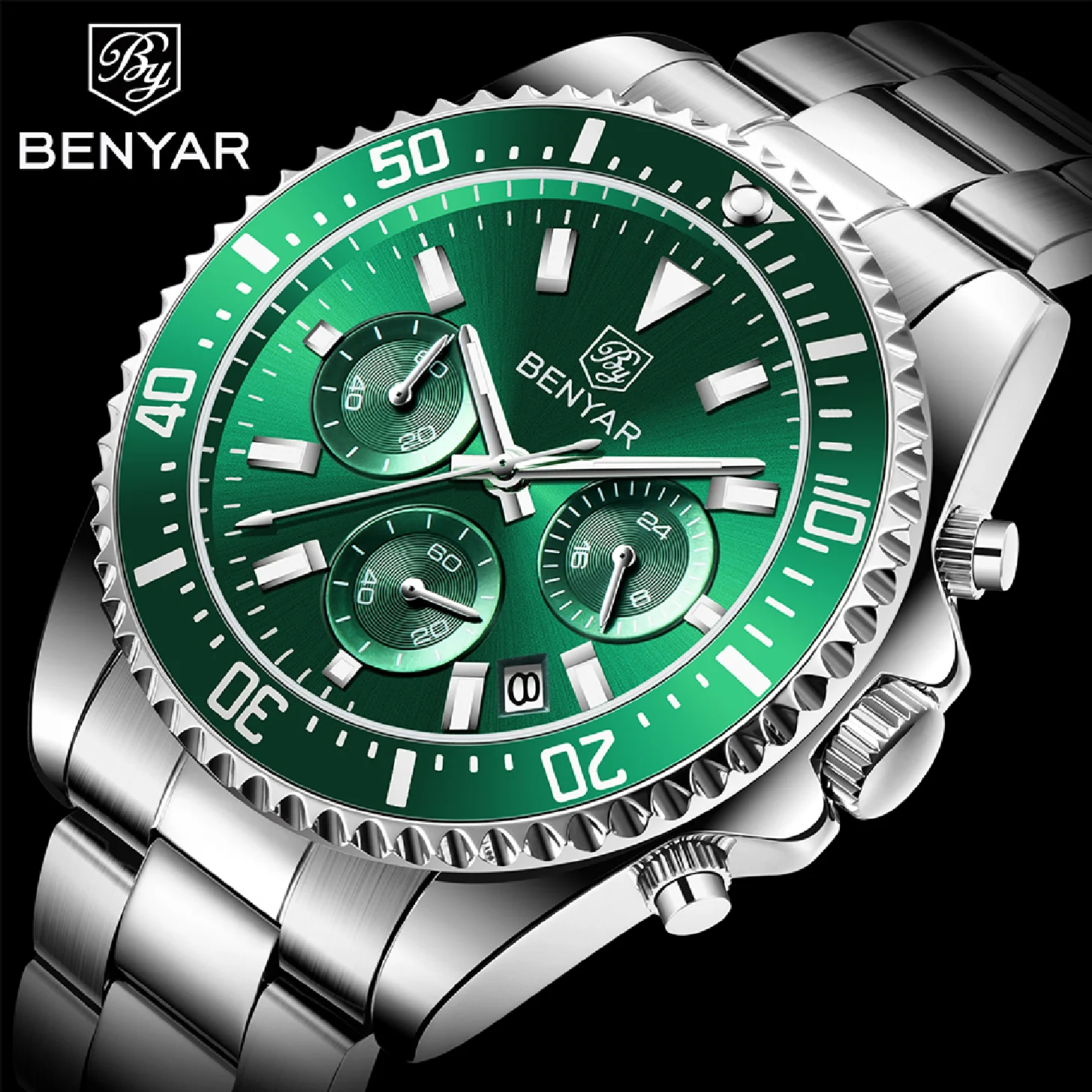 

2022 BENYAR New Men Quartz Wrist Watch Top Brand 43MM Luxury Chronograph 30M Waterproof Military Watch Men Clock reloj hombre
