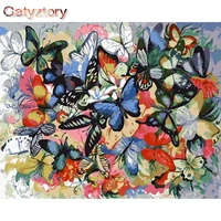 gatyztory colorful butterfly painting by numbers kits diy frame 40x50cm handmade unique gift for kids oil picture by number phot