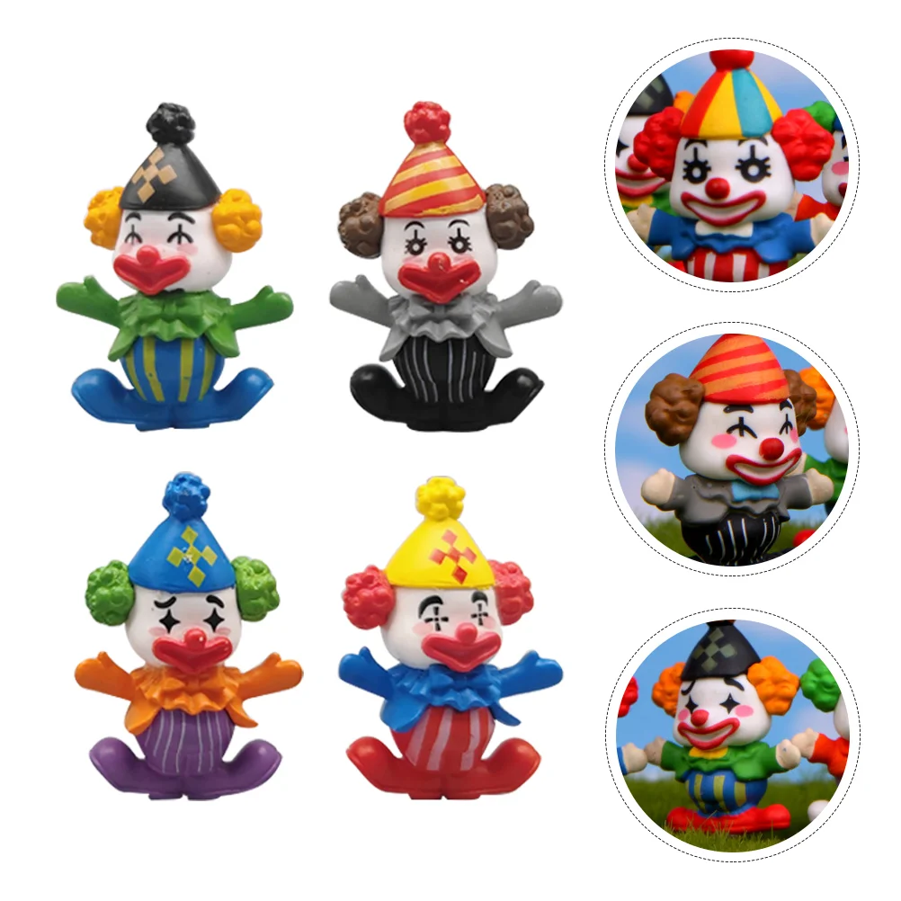 

4 Pcs Glass Containers Tabletop Mini Figure Resin Figurine Decorative Miniature Clown Miniature Ornament Kit Landscape Decor