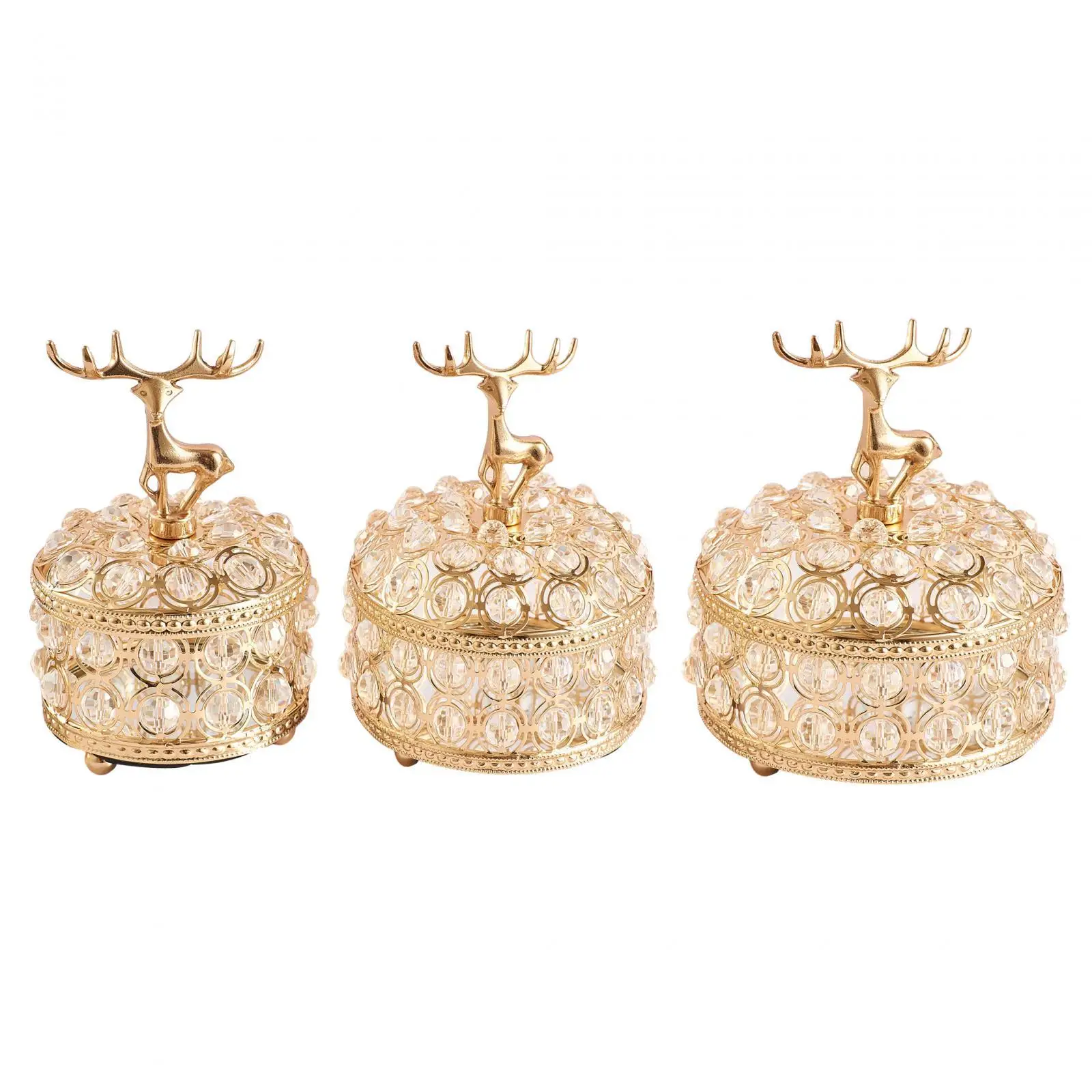 

Crystal Jewelry Box with Lid Organizer Holder Decorative for Earrings Rings