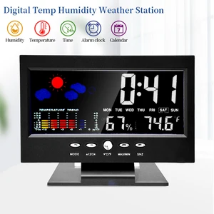 Цифровые часы, беспроводная уличная и комнатная метеостанция, термометр, гигрометр, календарь, измеритель температуры и влажности