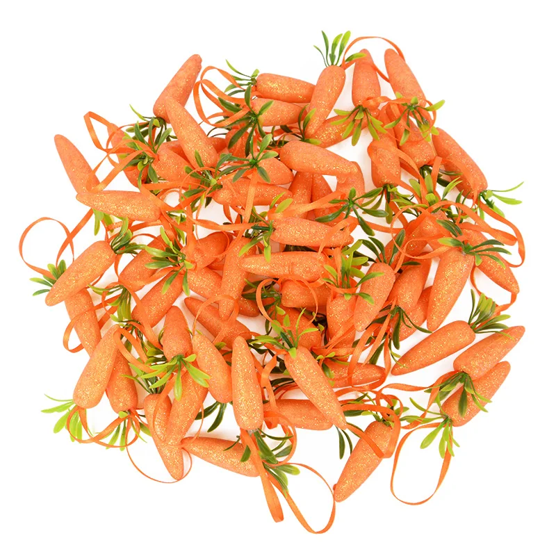 

10pcs Easter Carrots Pendant Fake Fruit Vegetable Hanging Ornaments For Easter Party Favors Home Decoration Kids Gift Toys