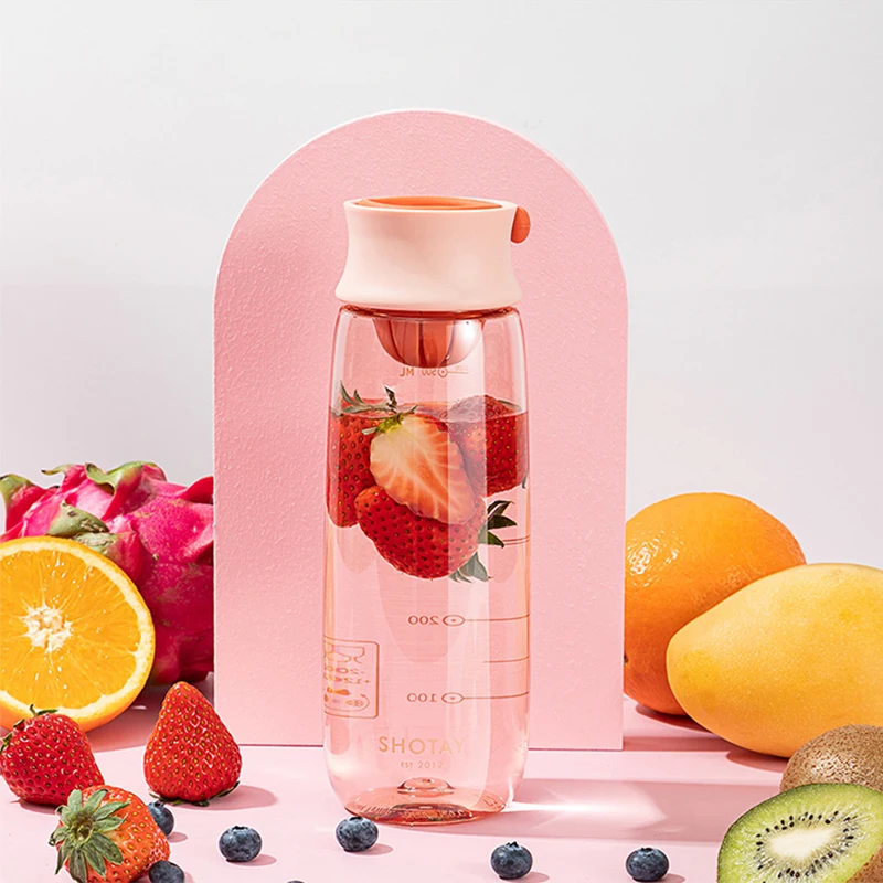 

Cute Summer Portable Cup Simple Outdoor Mug Sports Fitness Drinking Tumbler BPA Free Plastic Scale Kettle 460/610ml Water Bottle