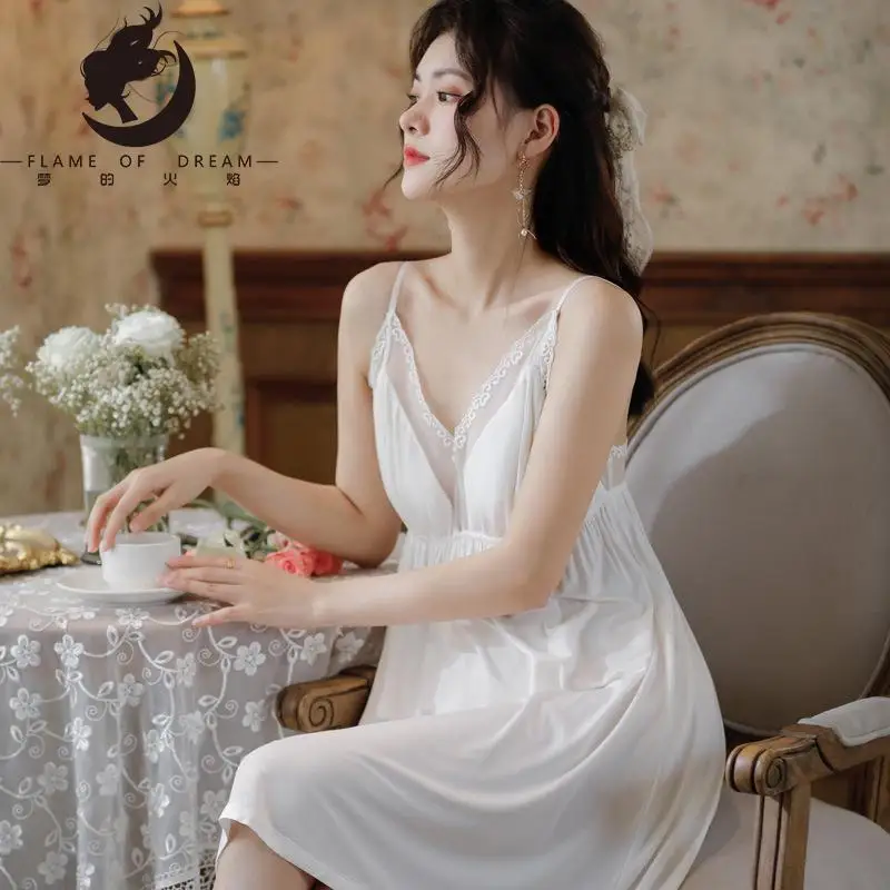 Flame Of Dream Night Dress Women Vintage Nightgowns Sleepwear Cotton Nightgowns & Sleepshirts 221525