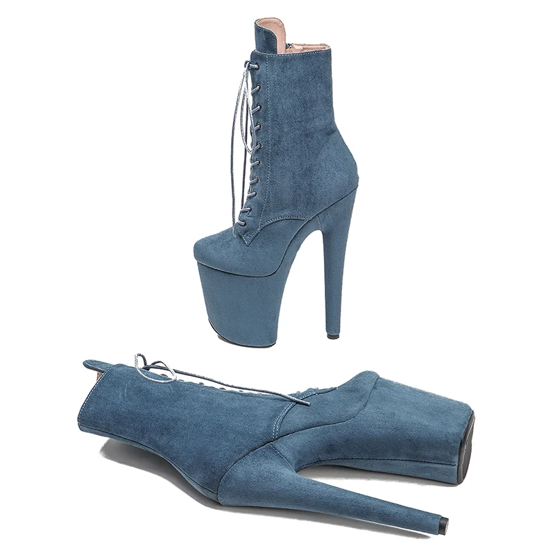 Leecabe  20CM/8inches Suede Upper  Pole dancing shoes High Heel platform Boots closed toe Pole Dance booties