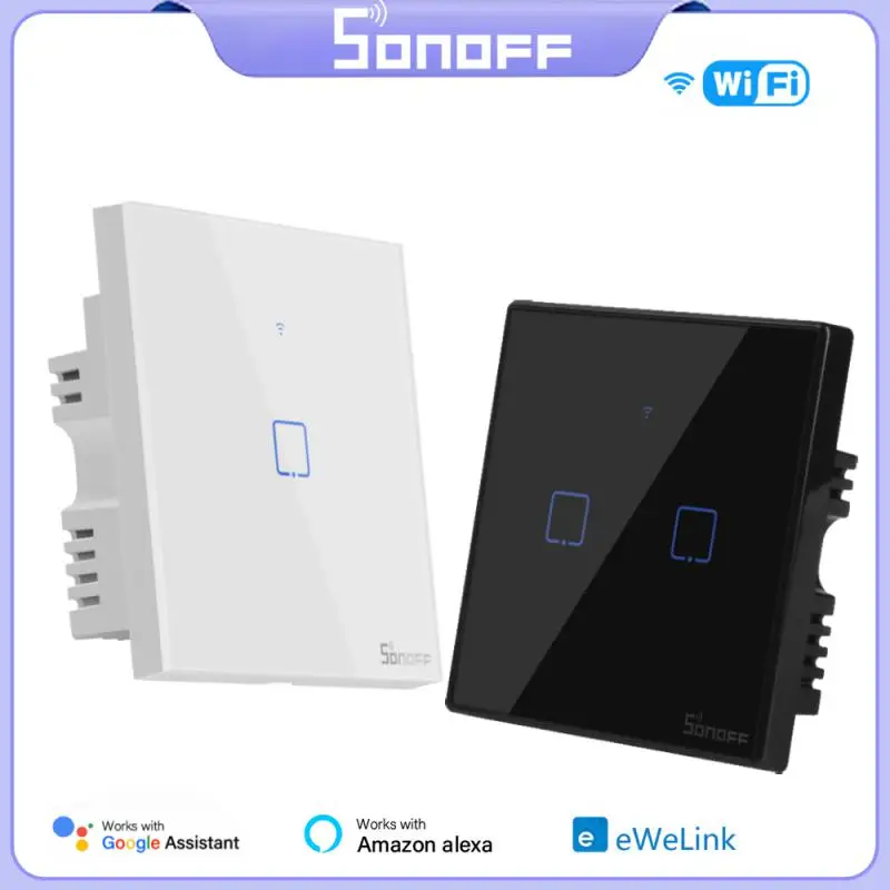 

Смарт-выключатель SONOFF TX Wifi T0 T1 T2 T3, настенный сенсорный выключатель для Европы, США, Великобритании, 1/2/3 клавиши, для EWelink APP RF433 Alexa Google Home