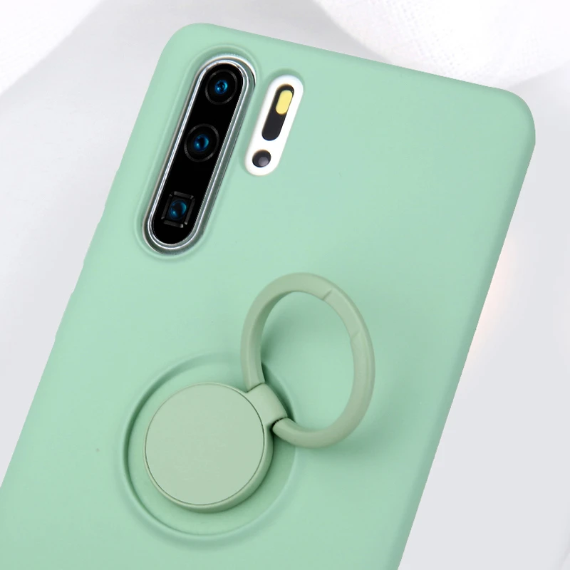 Soft Silicone Case For Huawei P30 P20 P40 Pro Lite Nova 5T Mate Honor 20 P30Pro P30Lite Magnetic Cover With Ring Holder Stand ON