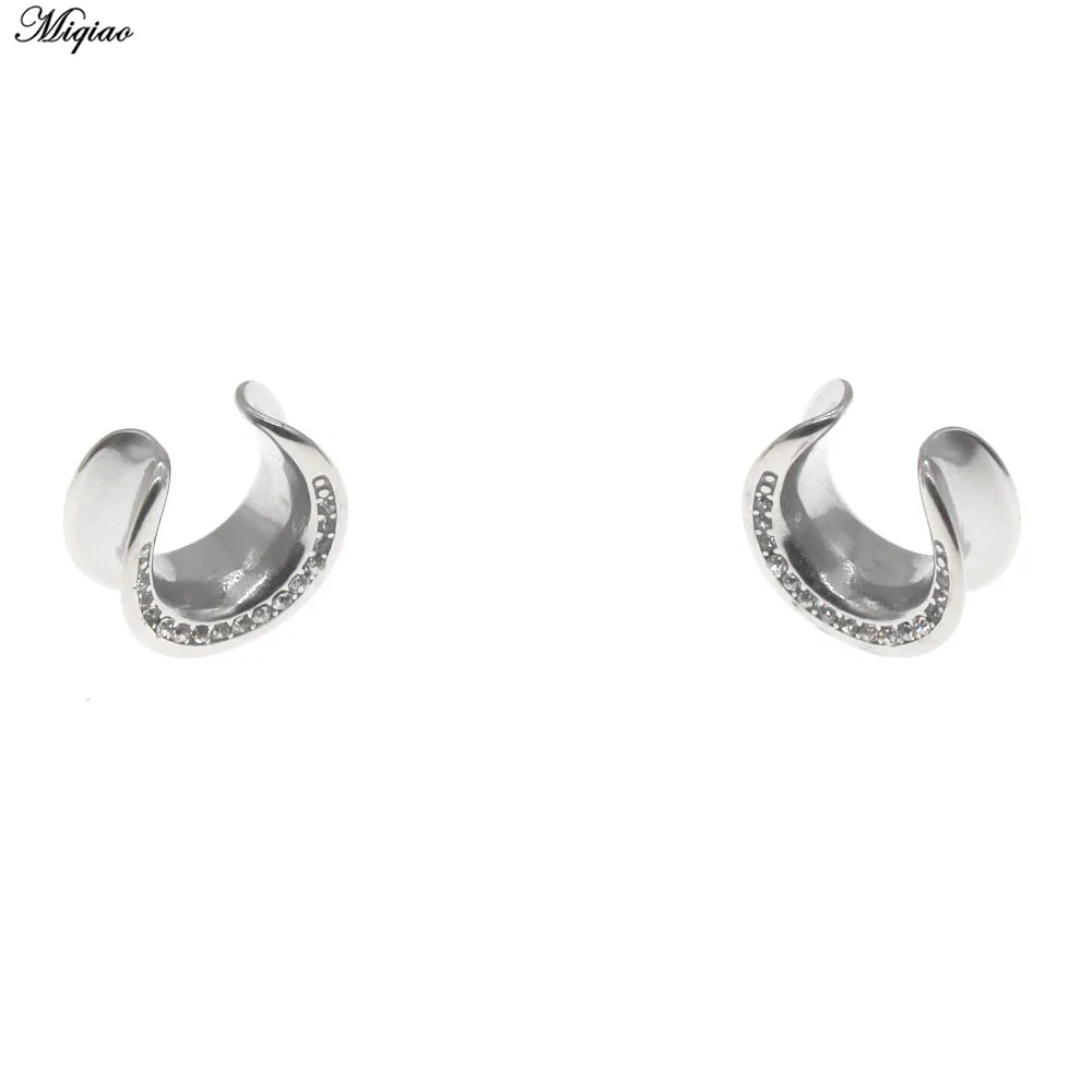 

Miqiao Crystal Saddle Ear Piercing Tunnels Expanders 6-25mm for woman men Body Jewelry Earring Gauges Stretchers 1 pair