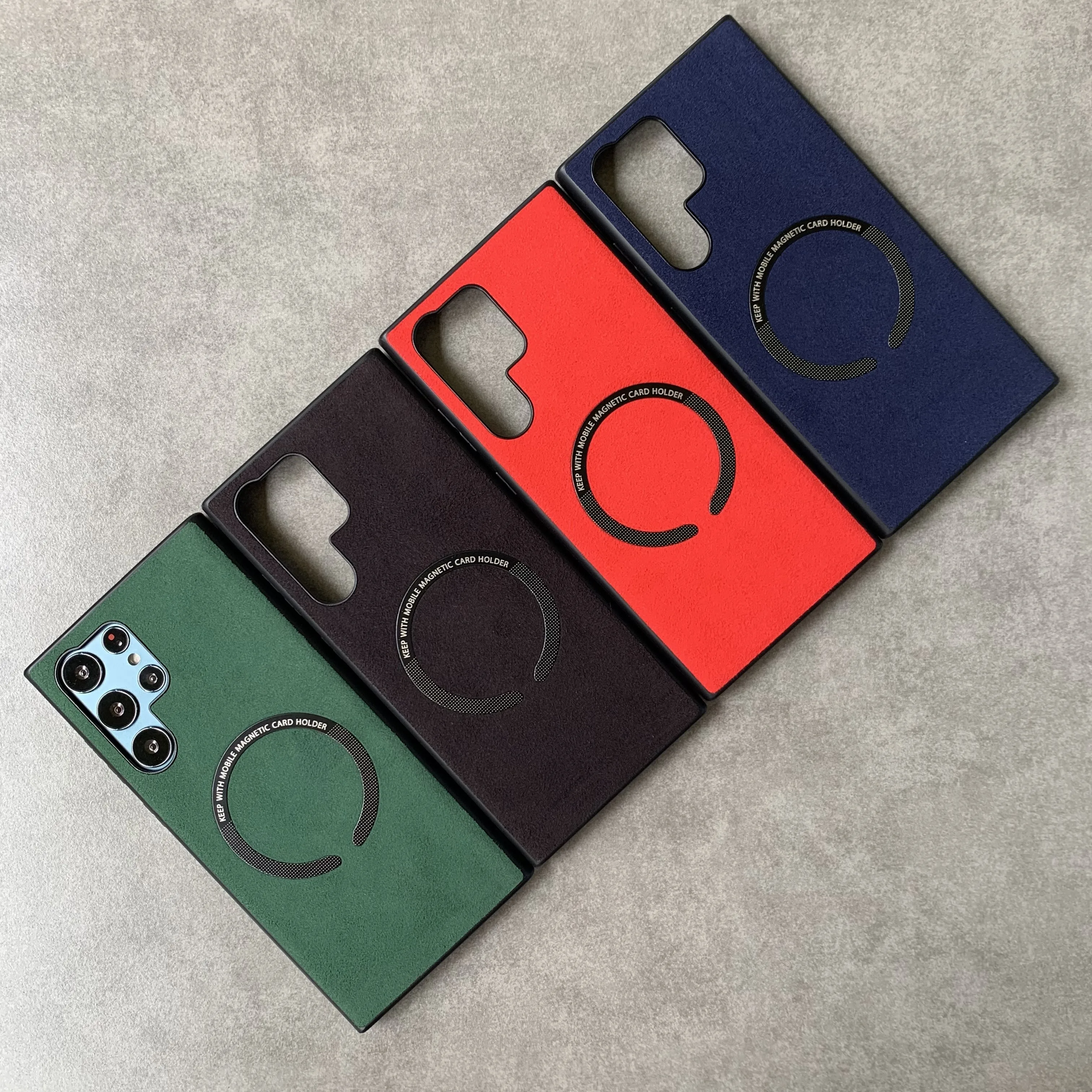 

For Magnetic Charging Case For Samsung S22 Ultra S22 Plus Alcantara Phone Magsafe Cover For Galaxy S21 FE Ultra PU Leather Case