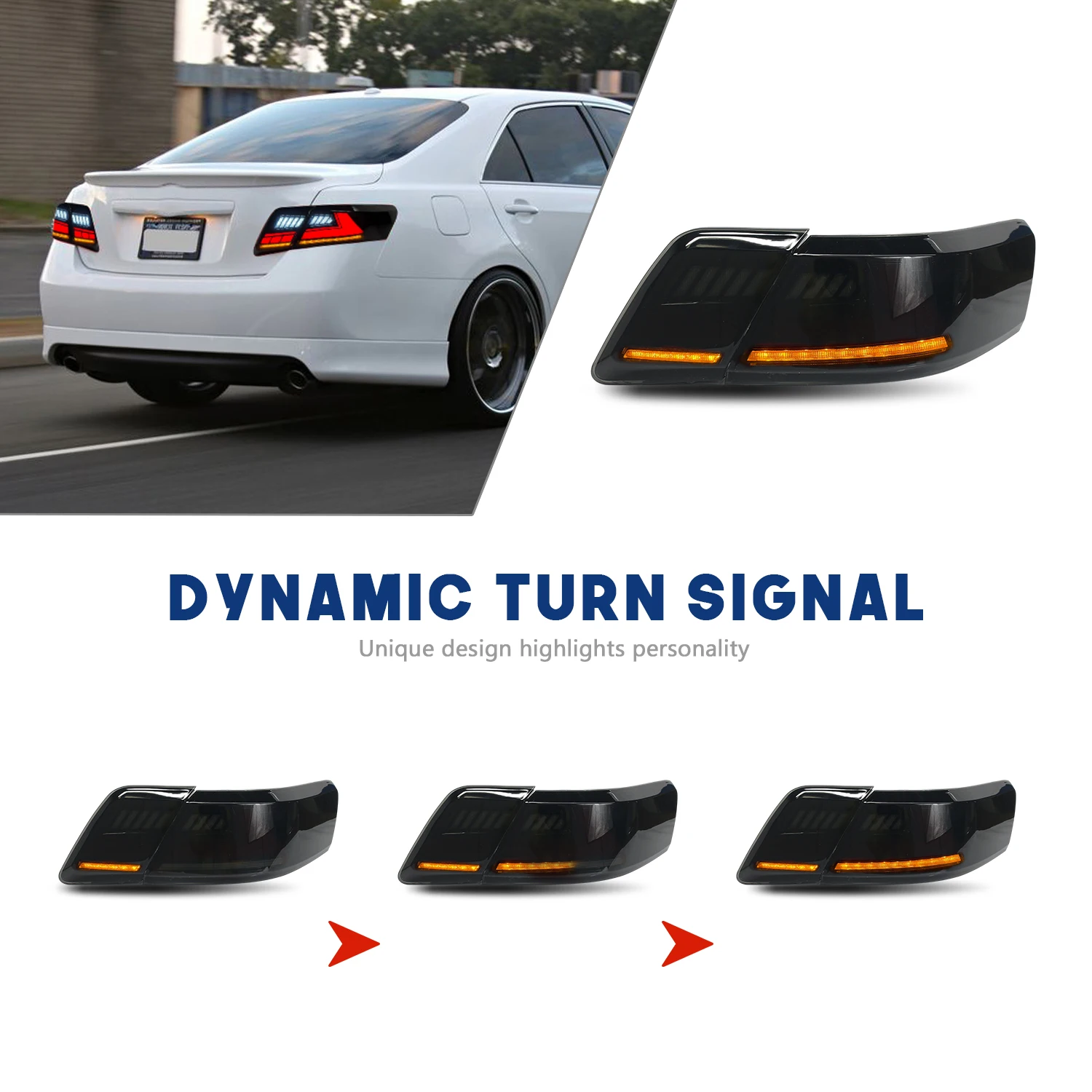 Фото Задние фонари HCMOTIONZ для Toyota Camry 2007-2011, светодиодные задние фонари в сборе, DRL с анимацией при запуске, версия для США (Aurion XV40) №4