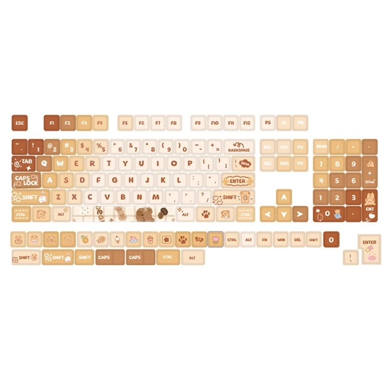 Клавиши PBT 133 клавиш сублимационная XDA механическая клавиатура с милым медведем