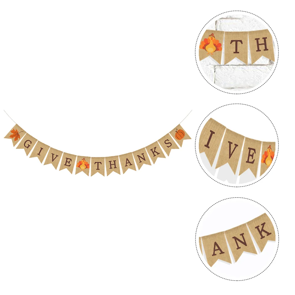 

1 Pc Banner Thanksgiving Day Bunting Flag Party Decoration Supply