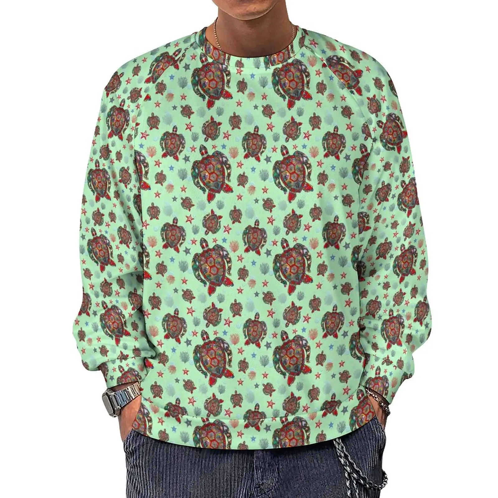 

Turtles Essentials Hoodies Autumn Sea Stars Print Streetwear Sweatshirts Unisex Aesthetic Printed Oversized Hoodie