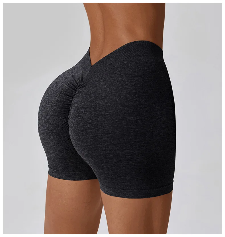 V Back Seamless Scrunch Butt Shorts Women Summer Gym Wear Workout Gym Tights Push Up Yoga Shorts Fitness Cycling Shorts