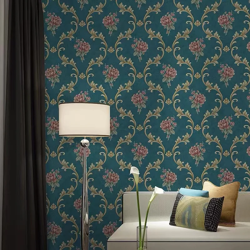 

Темно-синие 3D обои в европейском стиле для сада, спальни, гостиной, свадебной комнаты, салона красоты, теплые роскошные рельефные обои