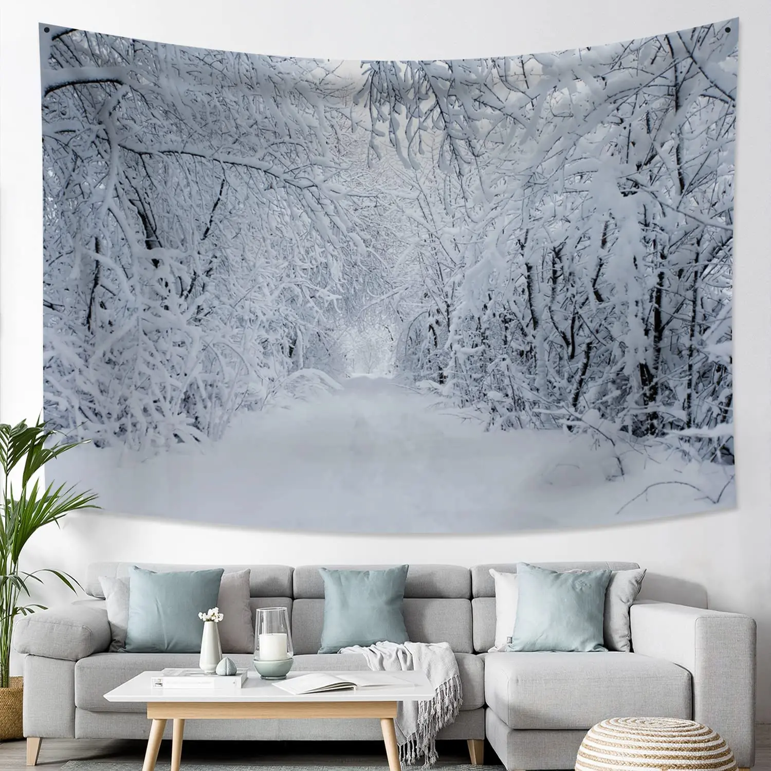 

Fantasy Trees In Snowy Forest Tapestry Wall Hanging Christmas Wonderland Tapestry Wall Art for Bedroom Living Room Party Decor