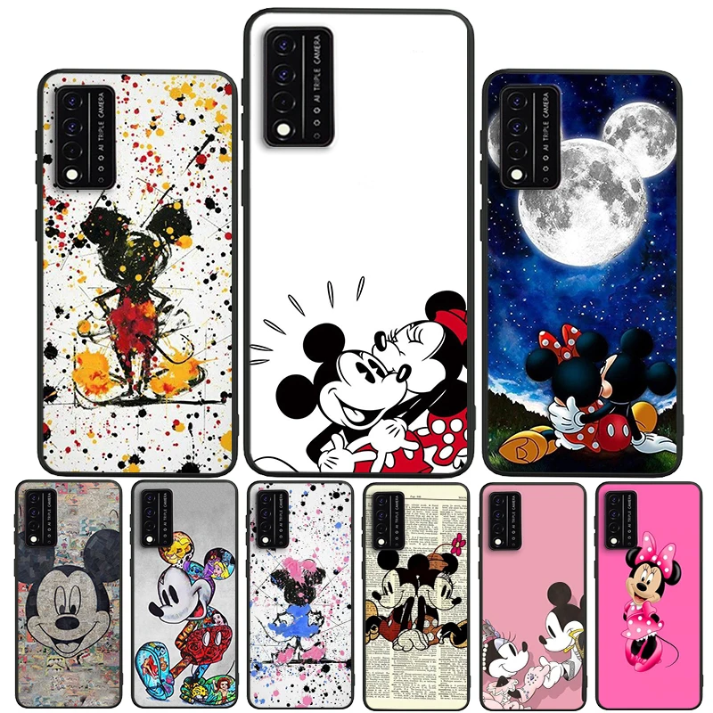 

Cute Mickey Minnie Love For T-Mobile REVVL V+ 5G T-Mobile REVVL 4 4+ Black luxury Silicone Soft Funda Phone Capa Case