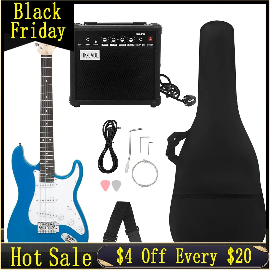 

SLADE New 39 Inch Electric Guitar Rosewood Fingerboards Electric Guitar with Amplifier 6 Strings 22 Frets ST Electric Guitar Set