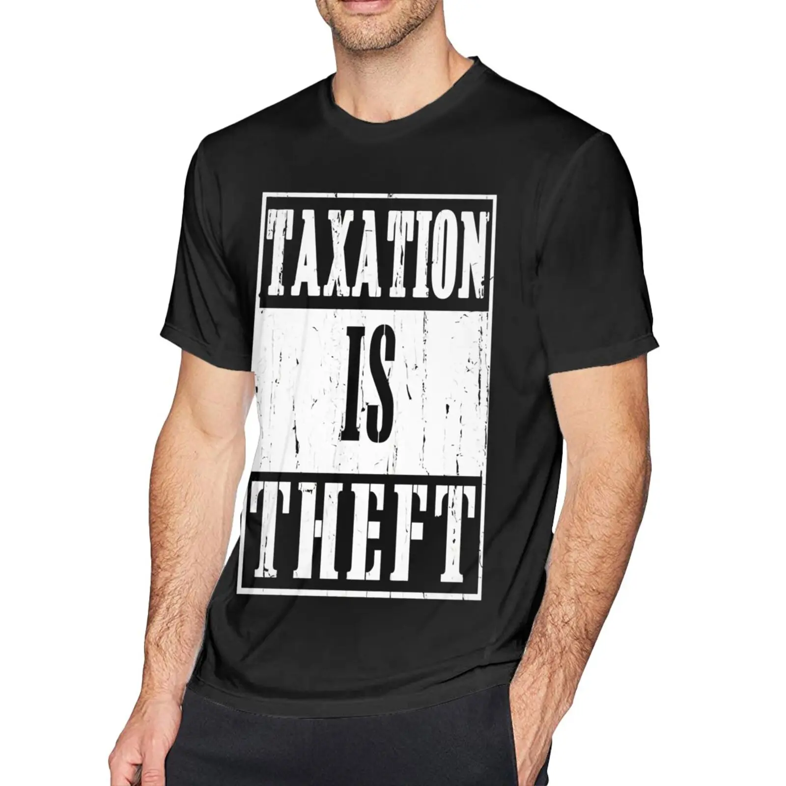 

Футболка мужская оверсайз с надписью «tax Is Theft»