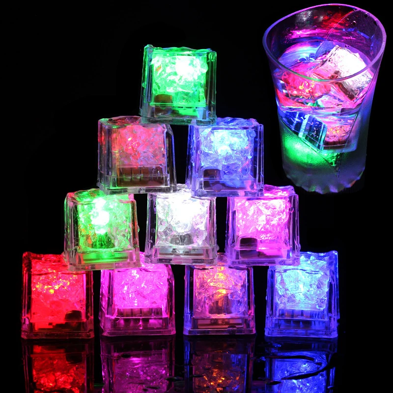 

Solar Rechargeable Glowing Ice Cubes Bar Wedding Party Wine Glass Decor LED Night Light Flash Induction Ice Lamp Halloween Decor