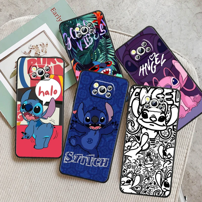 

Disney Art Stitch Angel Cute For Xiaomi Mi Poco F5 F4 F3 F2 X5 X4 X3 M6 M5 M5S M4 M3 C40 Pro GT NFC 5G Black Phone Case