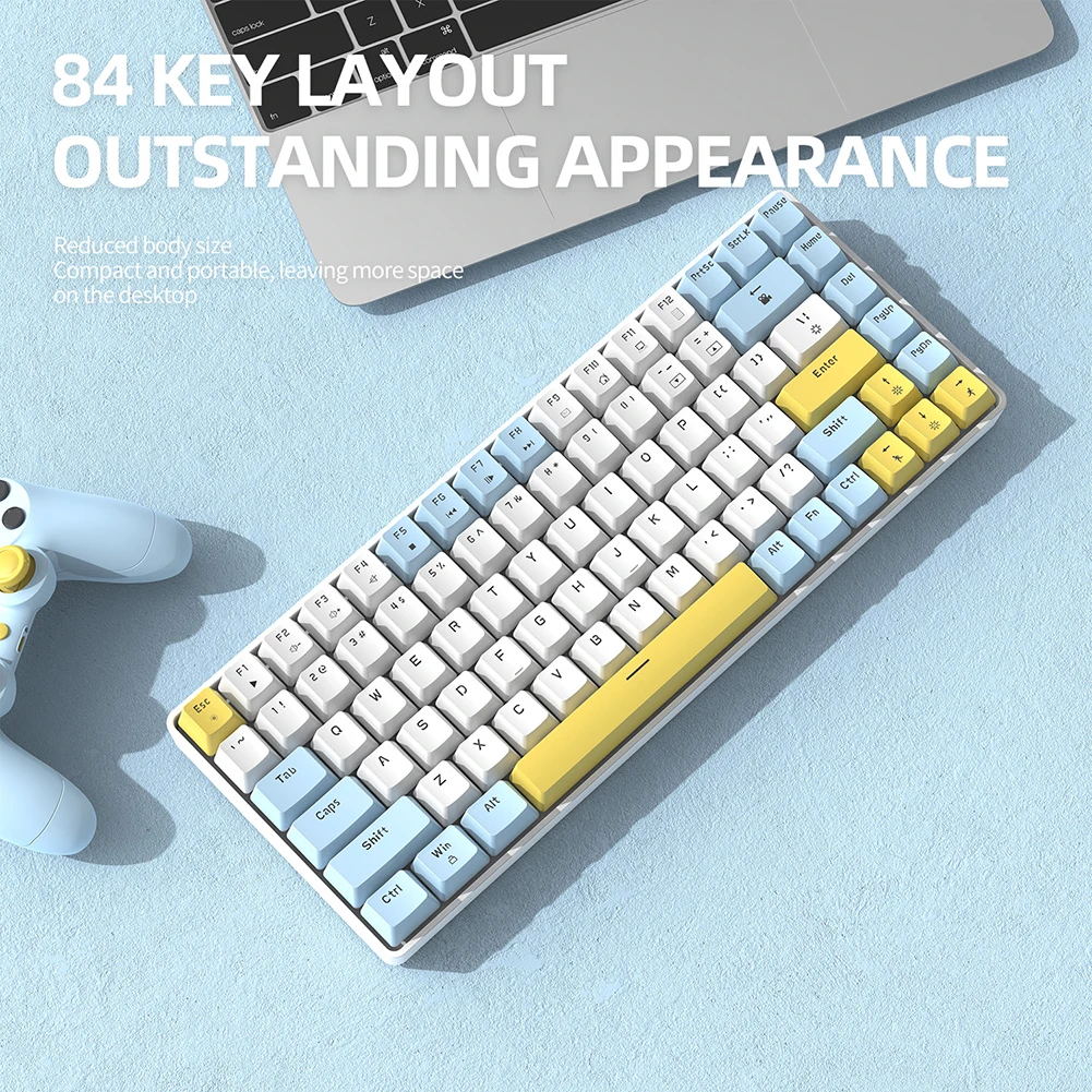 Игровая клавиатура K84 с RGB подсветкой, светящаяся клавиатура, 87 клавиш, клавиатура с горячей заменой, USB-порт, 15 строительных эффектов для компьютера, ноутбука, ПК