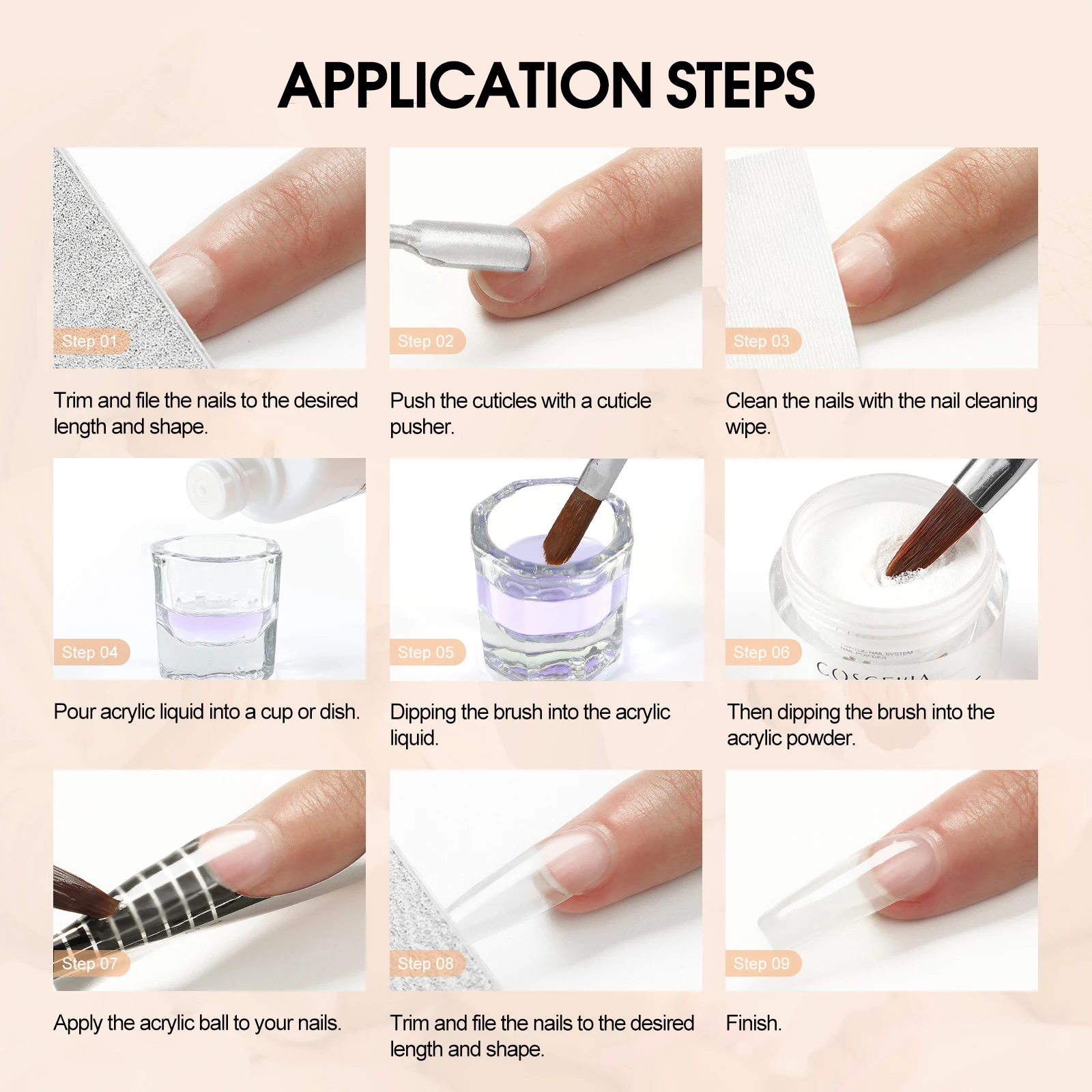 COSCELIA Акриловая Пудра 8 Г Профессиональный Полимер Для Ногтей Французского