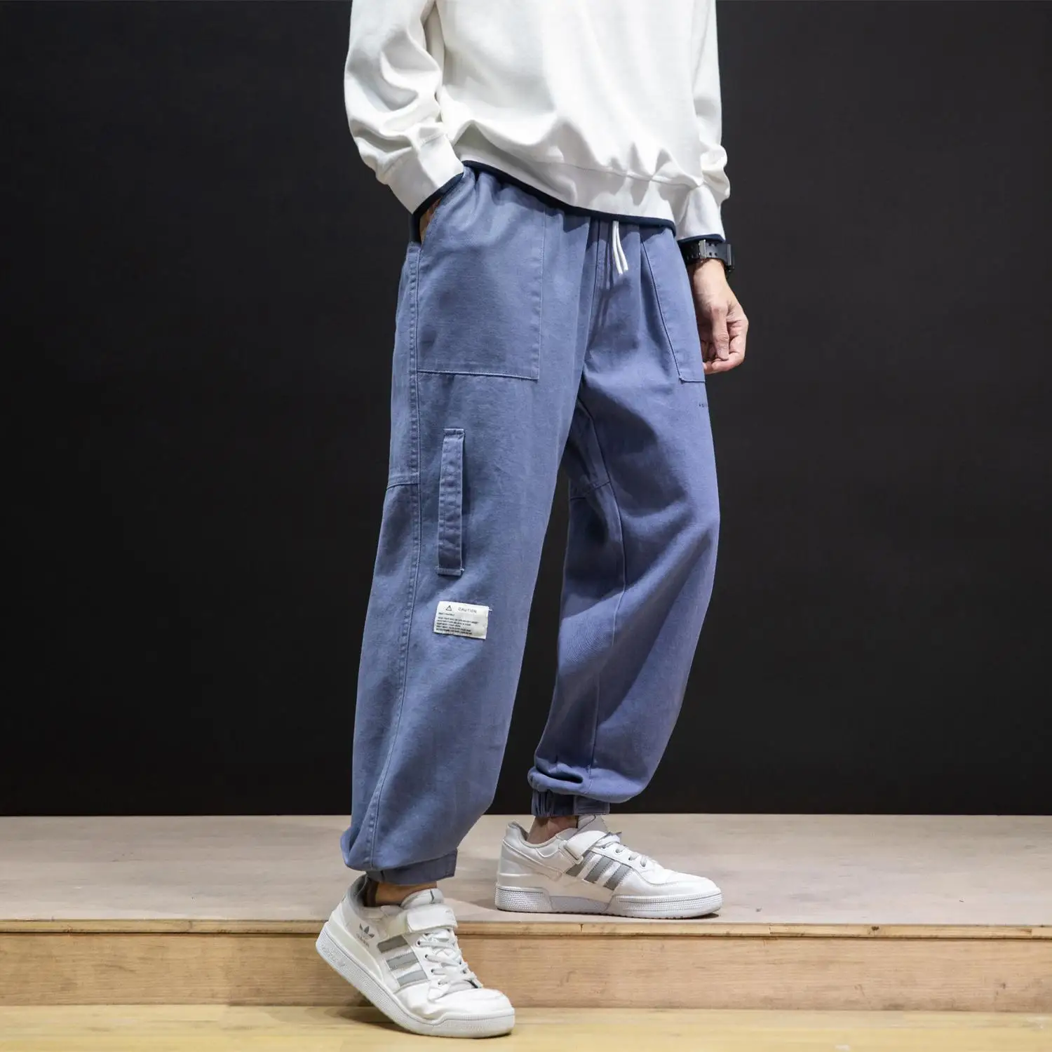 

Japanese black wall large size casual pants male boom foot tooling pants tide