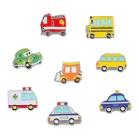 new cartoon car series alloy jewelry creative cute ambulance police car shape enamel brooch lapel pin