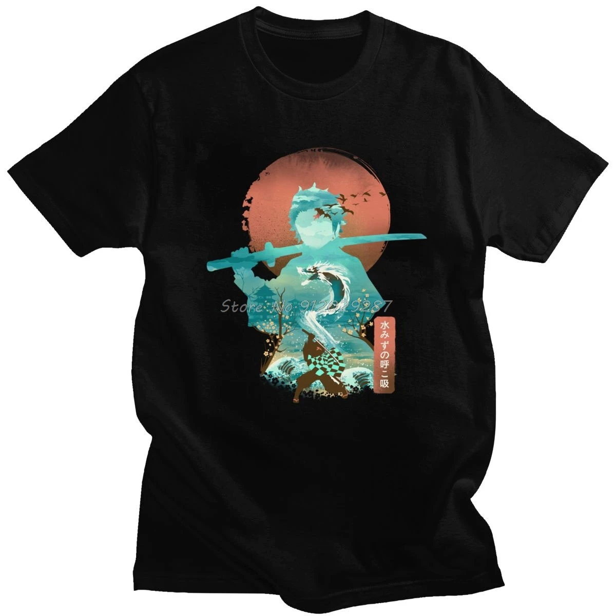 

Ukiyo E Breath Of Water Demon Slayer T Shirt Men Tanjiro Kimetsu No Yaiba Top Kamado Inosuke Cotton Tee Short Sleeve T-Shirt