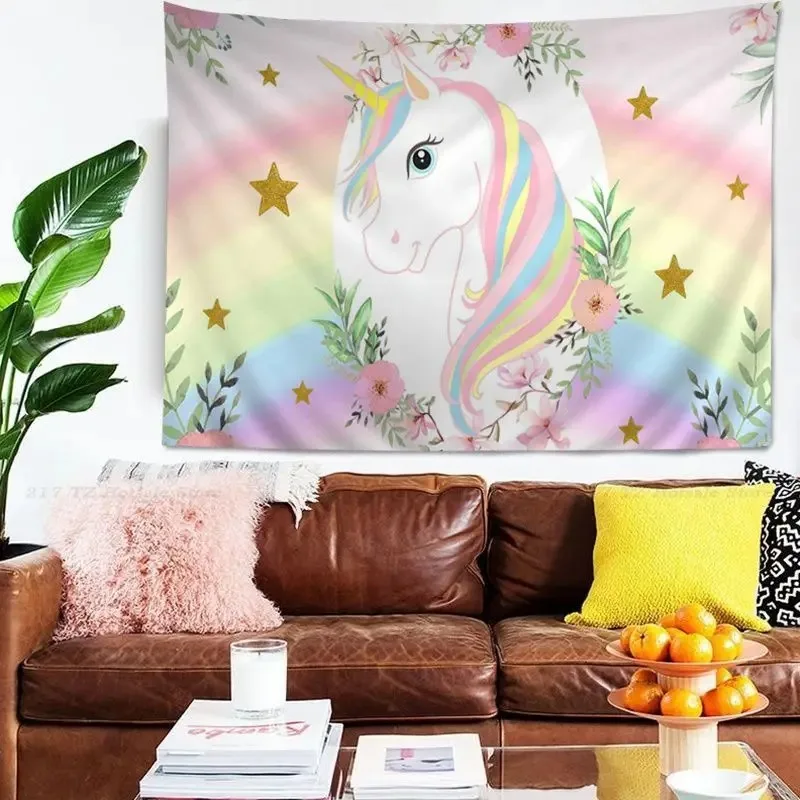 Гобелен для офиса гостиной гобелен с мультяшным единорогом украшение стен дома
