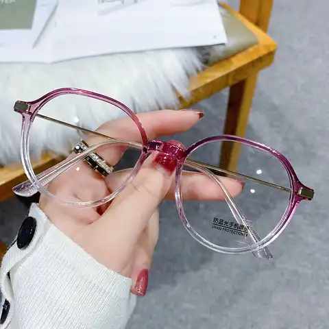 Женские круглые очки для чтения, плоские зеркальные очки с защитой от сисветильник и градиентом, компьютерные очки для чтения, 2022