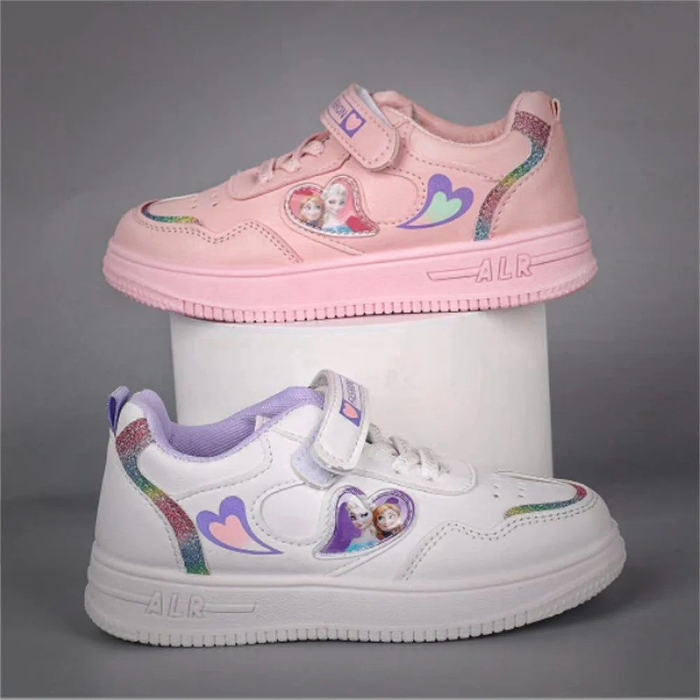 

Disney Frozen Kids Tennis Sneakers Children Running Shoes Girls Sport Shoes Pink White Breathable Hook & Loop Boy Child Sneaker