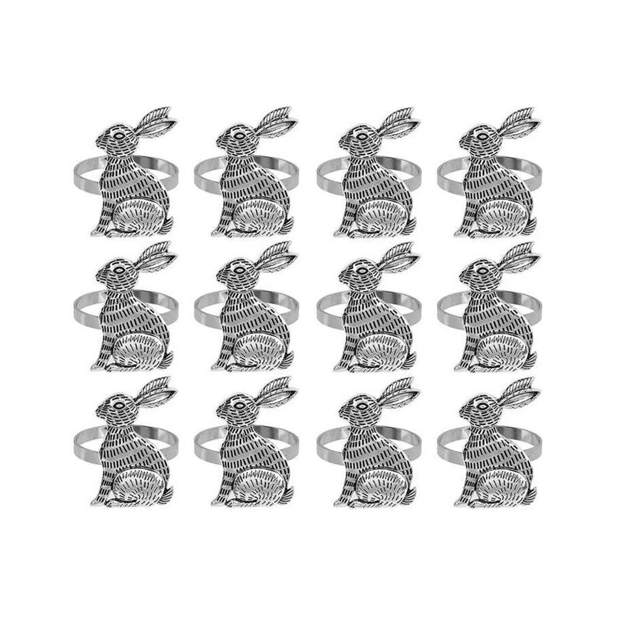 

12Pcs Easter Bunny Napkin Rings Rabbit Napkin Ring Holders Metal Table Decor for Easter Party Banquet Dinner