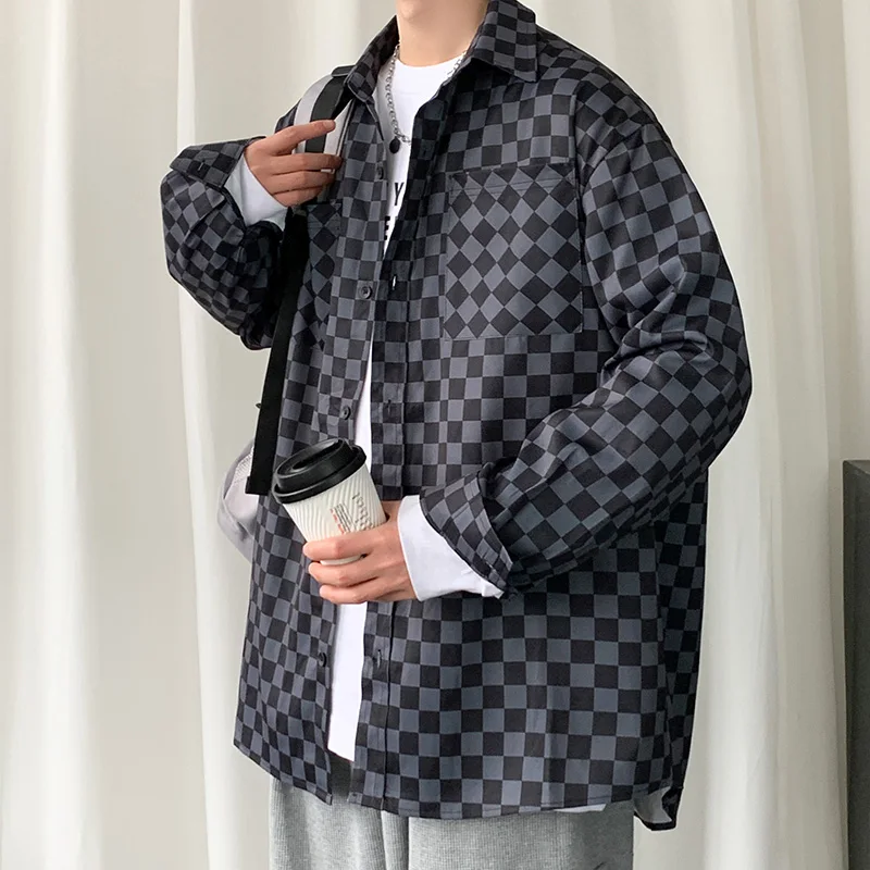 Рубашка Legible мужская с отложным воротником Повседневная блуза свободного покроя