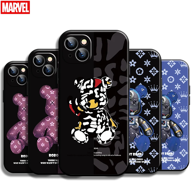 

Fashion Luxury Bear For Apple iPhone 13 12 11 Pro Max 12 13 Mini X XR XS Max SE 6 6S 7 8 Plus Phone Case Coque Carcasa Back